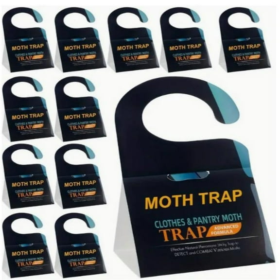 Paddsun Clothing Moth Traps - 12 Pack Non Toxic Moth Traps for Clothes with Pheromone Attractant Closet Moth Traps Odorless Sticky Traps for Closet Carpets Trap a Pest