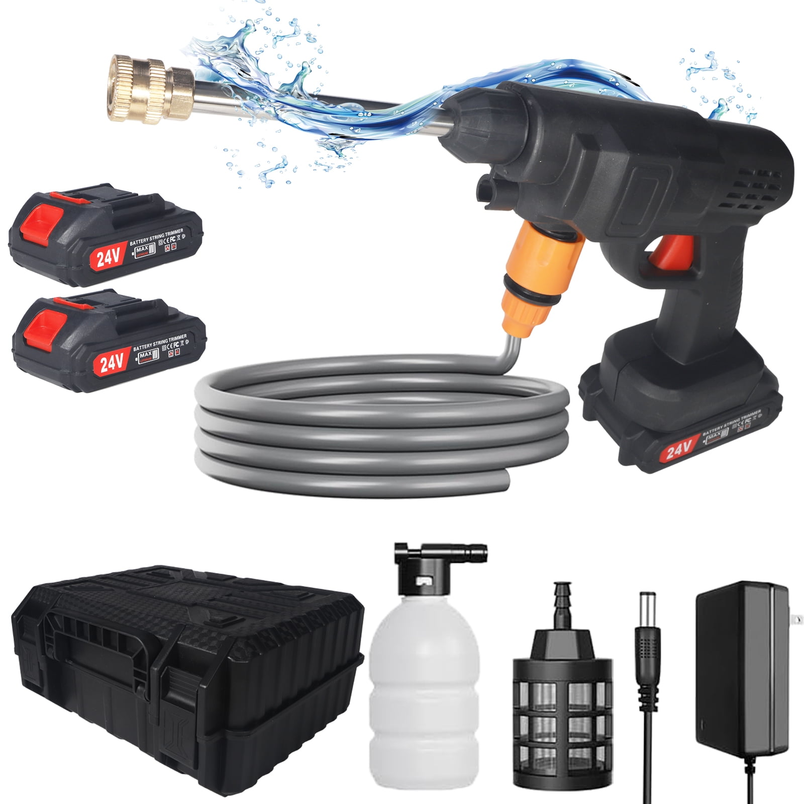 Paddsun Cordless Electric High Pressure Water Spray Car Gun Portable Washer Cleaner Yard