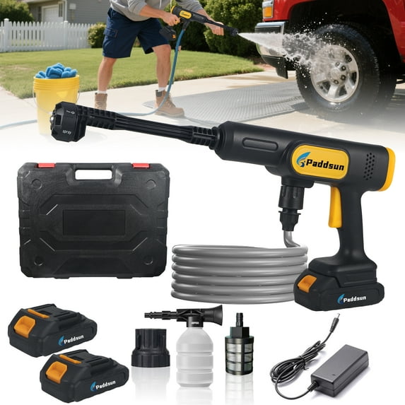 Paddsun Cordless Pressure Washer,  870PSI 21V Portable Pressure Washer 6-in-1 Nozzle Handheld Car Washer Power Cleaner for Car Patio Floor