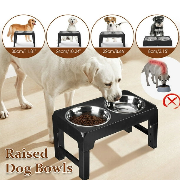 Paddsun Double Bowl Dog Cat Feeder Elevated Raised Stand Feeding Food