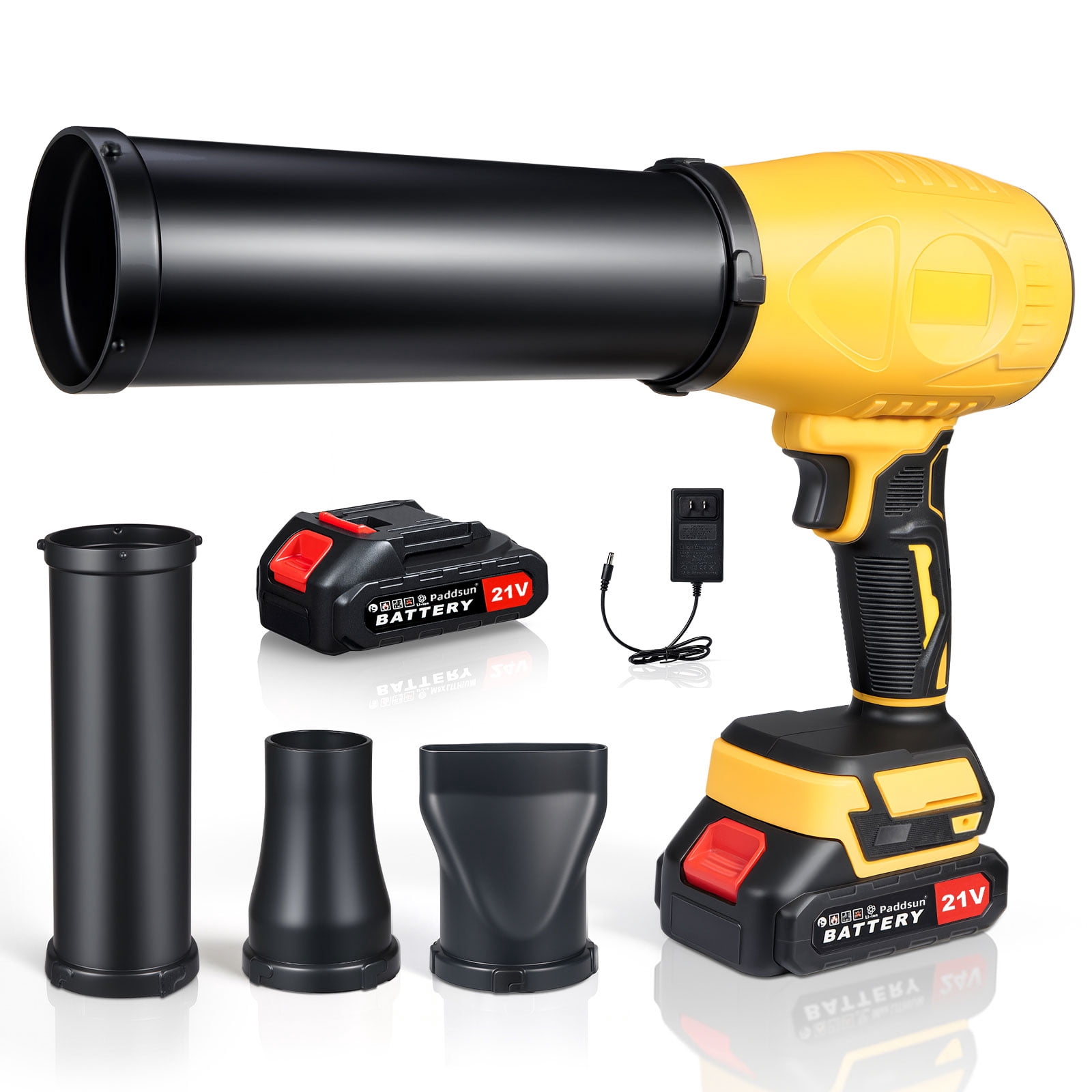 Paddsun Electric Leaf Blower, 21V Cordless with Extended Nozzle Lightweight Handheld Blower for Patio Cleaning Lawn Care Blowing Leaves and Dust
