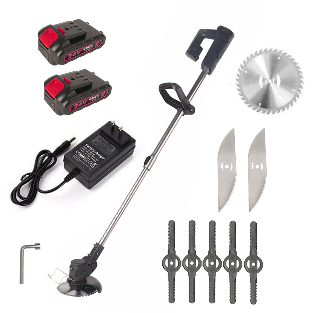 24V Cordless String Trimmer Weed Wacker with 2 Battery Fast Charger