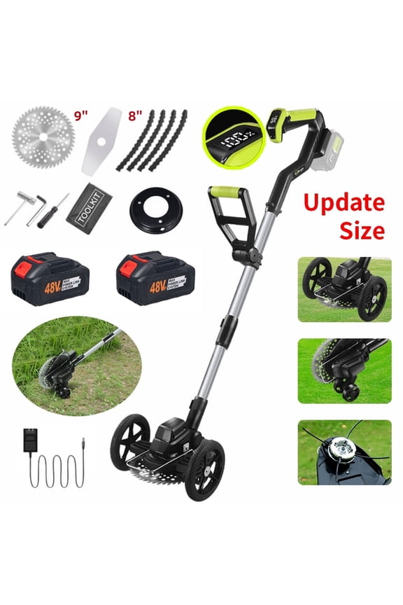 Electric Weed Trimmer, 21V Weed Wacker Cordless Weed Whacker Grass Trimmer with Side Trimming Wheel Handhold Lawn Mower