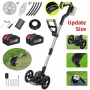 Paddsun 21V Cordless Electric Weed Trimmer, Grass Trimmer & Weed Wacker with Side Trimming Wheel and Handheld Lawn Mower