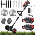 thumbnail image 1 of Paddsun Electric Weed Wacker, Battery Powered Cordless String Trimmer Edger with Wheels,Electric Weed Eater Cutter Lawn Mower Edger Tool,Adjustable Handle,3 Function Blades Cutter for Yard and Garden, 1 of 8