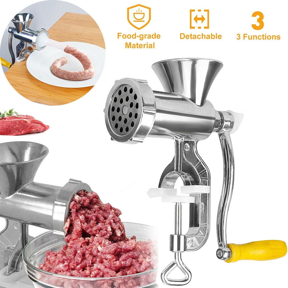 Manual Meat Grinder Sausage Stuffer Filler Hand Crank Mincer Stainless  Steel Meat Processor Grinding Machine Ground Chopper Home Use for Beef Meat  Chicken 
