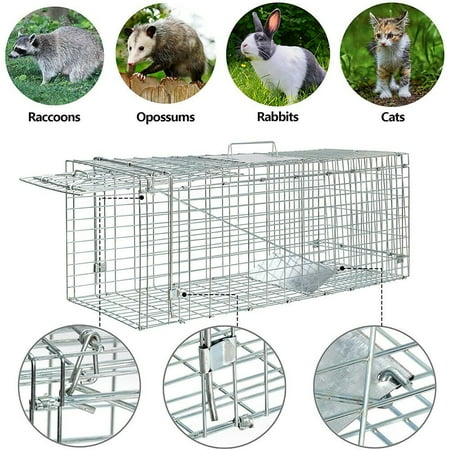 Paddsun Live Animal Trap Extra Large Rodent Cage 24"X8"X 7" Garden Rabbit Raccoon Cat