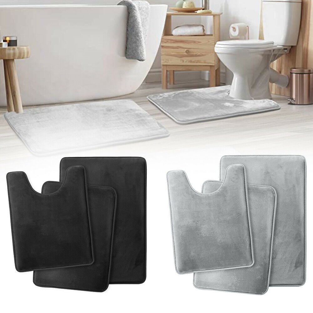 Paddsun 3 Pc Plush Shaggy Memory Foam Bathroom Rug Set, Absorbent Bath ...
