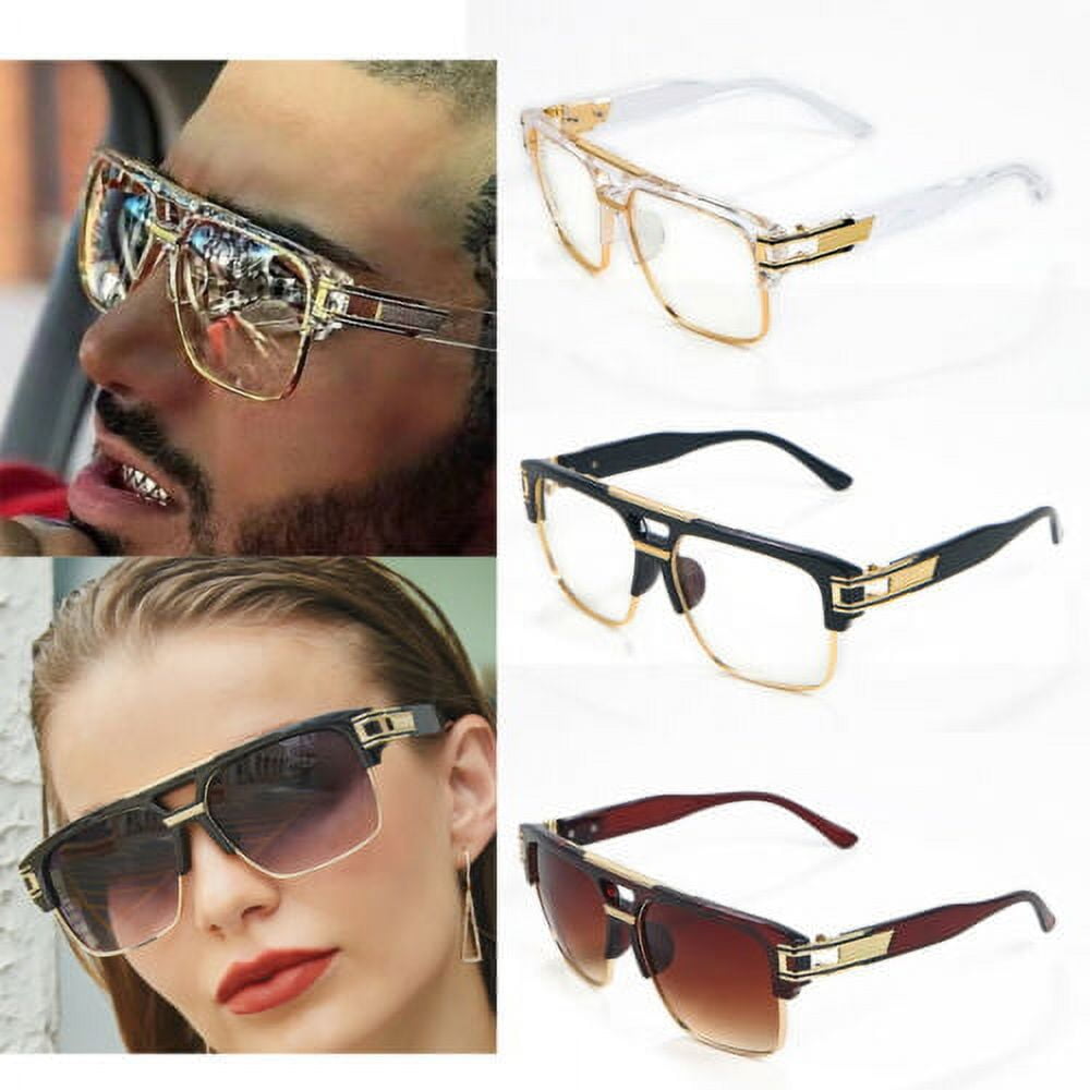New Men Sunglasses Lentes Designer Black Frame Clear Gold Gafas Sol Women  Beach