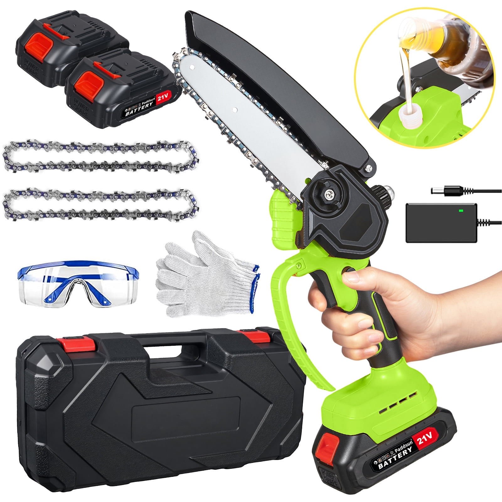 Paddsun Mini Chainsaw Cordless, 6 Inch Electric Chainsaw with 2 Battery, Handheld Battery Powered Chain Saw Gardening Tools Saw for Wood Tree Cutting