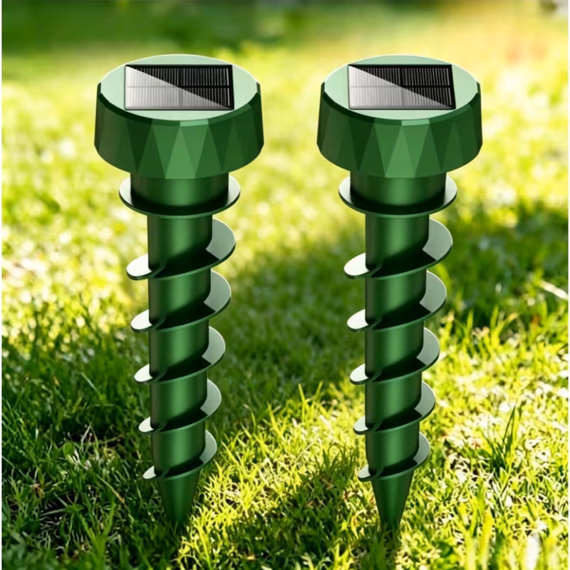 Paddsun Solar Mole Repellent, Outdoor 2-Pack Waterproof Sonic Gopher Deterrent Stakes for Yard and Garden, Intermittent Vibration Pest Control for Voles Snakes