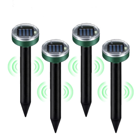 Paddsun Mole Traps for Lawns -4 Pack Ultrasonic Gopher Traps Solar Powered for Garden Yard - Waterproof Sonic Mole Spike for Snake Chipmunk Outdoor Pest Control Vole Deterrent