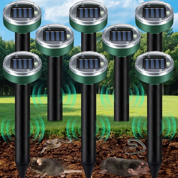 Paddsun Mole Traps for Lawns -8 Pack Ultrasonic Gopher Traps Solar Powered for Garden Yard - Waterproof Sonic Mole Spike for Snake Chipmunk Outdoor Pest Control Vole Deterrent