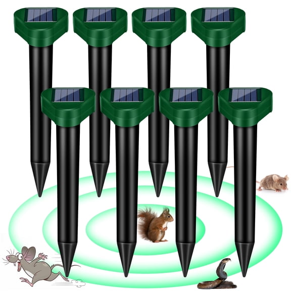 Paddsun Mole Traps Solar Powered,8 Pack Waterproof Ultrasonic Gopher Traps Snake Traps for Yard Lawn Garden Groundhog Vole Chipmunk Armadillo Squirrel Rodent Deterrent Stakes