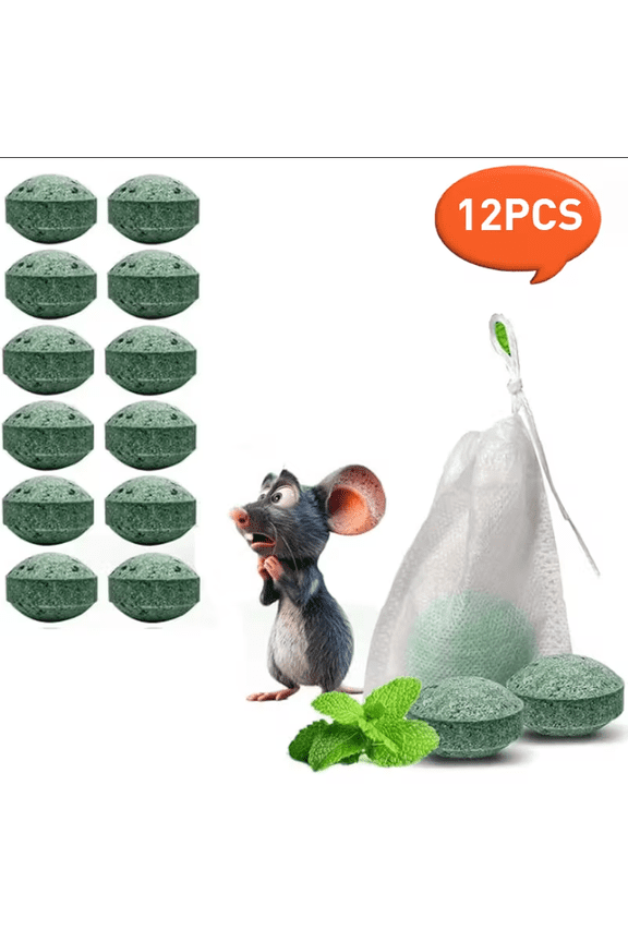 Mouse Rodent Repellent, 12 Pack Peppermint Oil Lemon Moth Balls for Rodents Outdoor and Indoor Use, Deterrent Rats Squirrel Mice Repellent for Car Kitchen