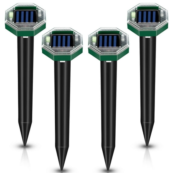 Paddsun Solar Mole Repellent,4 Pack Outdoor Gopher Repellent Ultrasonic Mole Repellent Stakes Waterproof Sonic Mole Spikes for Garden Yard Home Use,Get Rid of Moles Groundhog Snake Repellent
