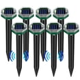 thumbnail image 1 of G · PEH Solar Mole Repellent,8 Pack Outdoor Gopher Repellent Ultrasonic Mole Repellent Stakes Waterproof Sonic Mole Spikes for Garden Yard Home Use,Get Rid of Moles Groundhog Snake Repellent, 1 of 8