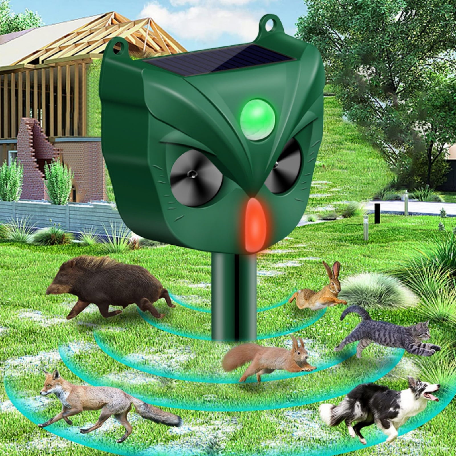 Paddsun Solar Ultrasonic Animal Traps, Cat Traps for Outdoor Use with Motion Sensor Ultrasonic Cat Traps Deer Traps Dog Traps for Gardens and Farms