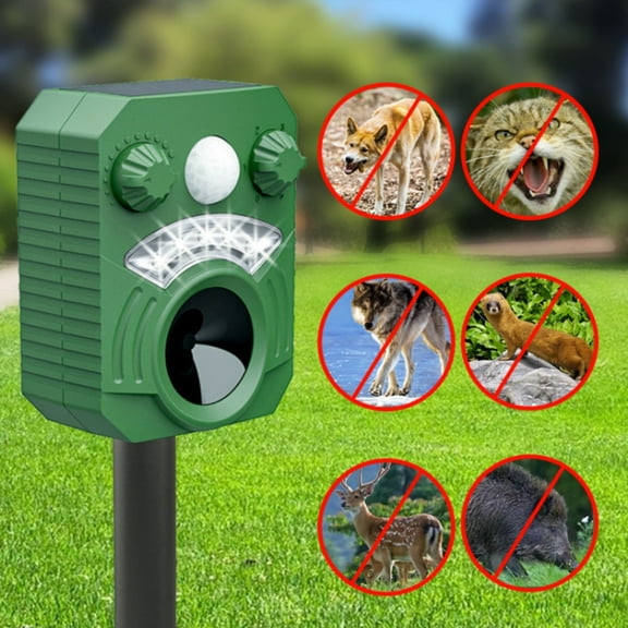 Paddsun Solar Ultrasonic Animal Traps,Deer Traps Devices with Infrared Sensor Waterproof Cat Traps Outdoor with Flashing Lights to Scare Deer Cats Squirrels Raccoons Away from Yard Lawn