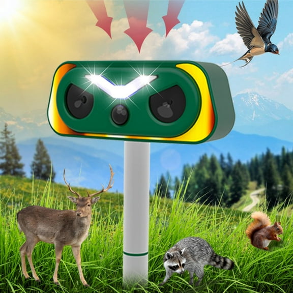 Paddsun Solar Ultrasonic Animal Traps Outdoor, Cat Traps Outdoor with Infrared Sensor for Yard Garden Farm Rabbit Squirrel Deer Raccoon Deterrents Animal