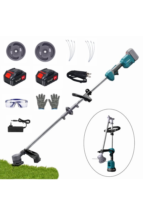 21V 14" Brushless Cordless String Trimmer, Battery Powered Weed Wacker and Lawn Edger, Electric Grass Cutter Weed Eater Garden Tool