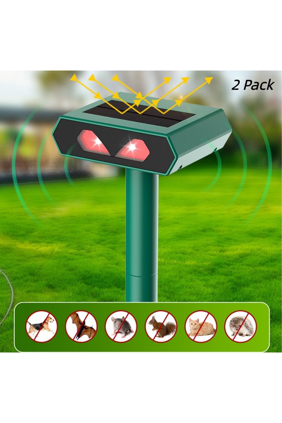 Ultrasonic Animal Traps,2 Pack Outdoor Deer Traps Devices Solar Animal Traps Motion Activated Deterrent to Scare Squirrel Rabbit Raccoon Skunk with LED Flash Lights for Yard Lawn