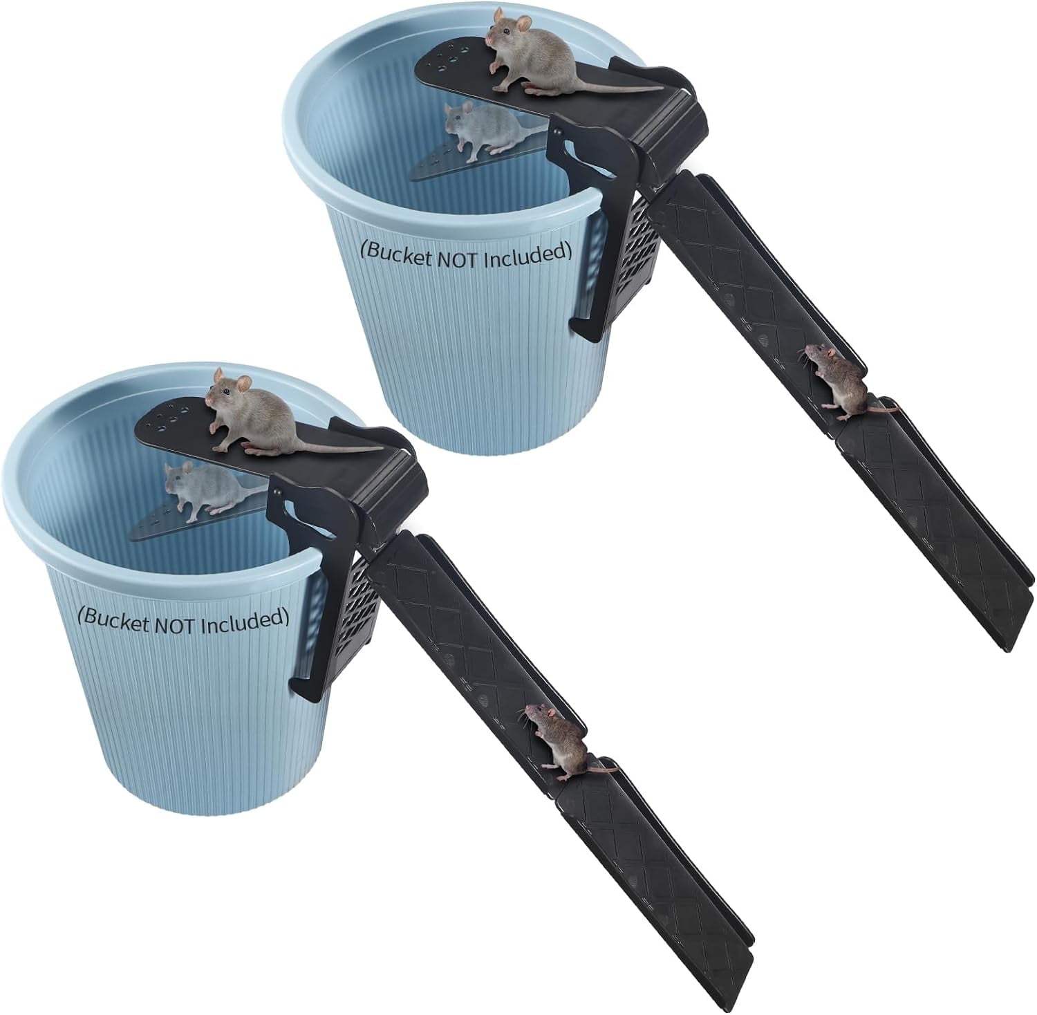 Paddsun Walk The Plank Mouse Trap, Bucket Mouse Trap,2 Pcs Auto Reset Multi Catch Humane Rat Trap for Indoor Outdoor,Safe,Easy to Catch and Release Effective Mice Trap,Bucket is NOT Included