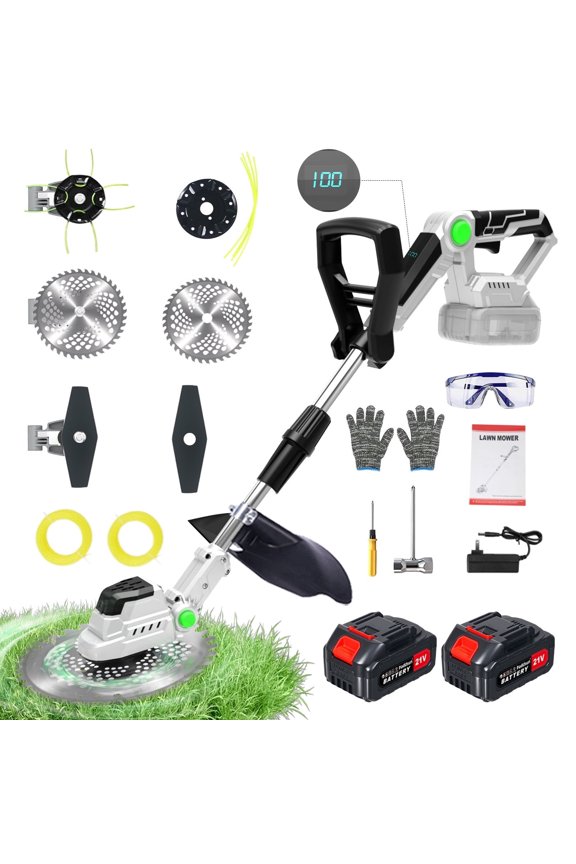 Weed Eater, 21V 9 inch Blades Electric Cordless Weed Wacker Brushless Motor String Trimmer Lawn Tool Cordless Cutter Mower