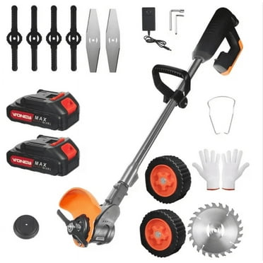 Paddsun Weed Wacker Grass Trimmer, 24V Cordless Weedeater Lightweight Electric Brush Cutter with 2 Batteries and Charger