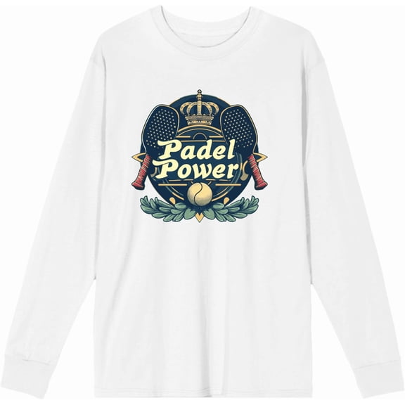 Padel Tennis Padel Power Adult White Crew Neck Long Sleeve Tee-Small
