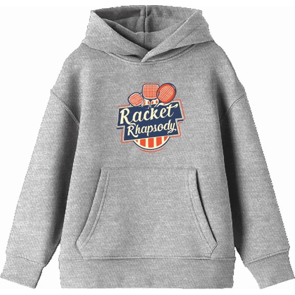 Padel Tennis Racket Rhapsody Youth Heather Gray Long Sleeve Hoodie-Medium
