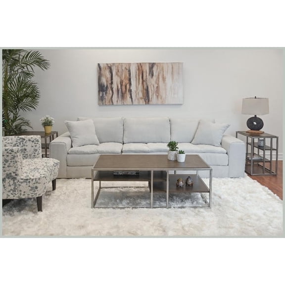 Padena 3-Piece Contemporary Coffee Table Set for Living Room  Metal Frame with Storage, Poplar & Acacia Wood
