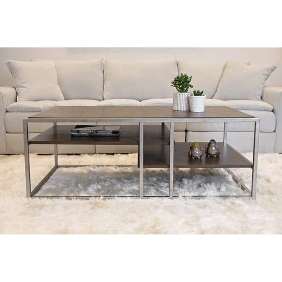 Padena Metal Frame Wood Coffee Table with Shelf Organize & Elevate Your Living Space