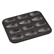 Paderno World Cuisine 47731-12 Non-Stick Madeleine Sheet, 15.5 x 7.875 Inch, Black