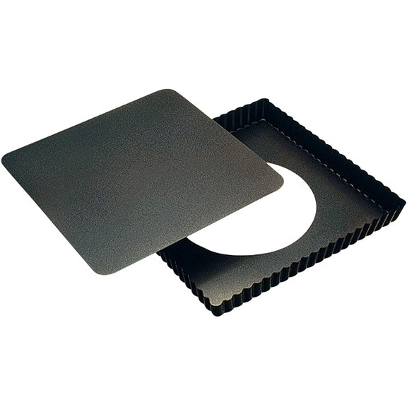 Paderno World Cuisine 9 by 9 Inch Square Fluted Non-Stick Tart Mold with Removable Bottom