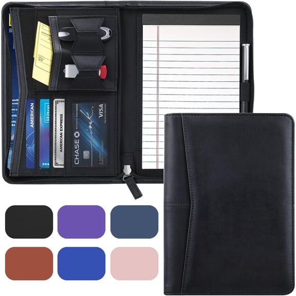 Padfolio Clipboard Folder Portfolio, Faux Leather torage with Cover for Legal Pad Holder Letter ize A4 Writing Buine chool Office Conference Notepad Clip Board (Black)