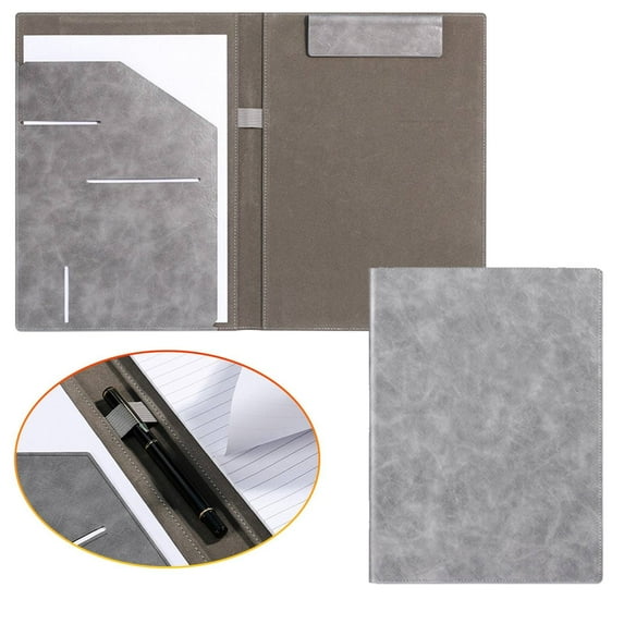 Padfolio Clipboard, Folder Portfolio Notepad Organizer, Leather Interview Resume Folder, Conference Document Organizer with Business Card Holder, A4 Size Notebook Clipboard (Green) 19.4x13.07"