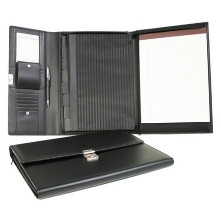 Padfolio File Organizer in Black Leather