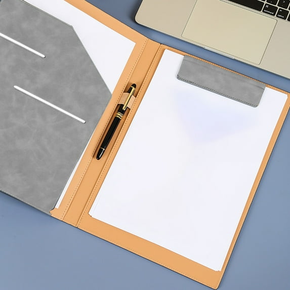 Padfolio Folder Binder -Faux Leather Portfolio Folder with Cover for A4 Notepad Holder, Business Portfolio for Resume, Legal Pad, Interview, Letter-size Padfolio for Women/Men, Gray