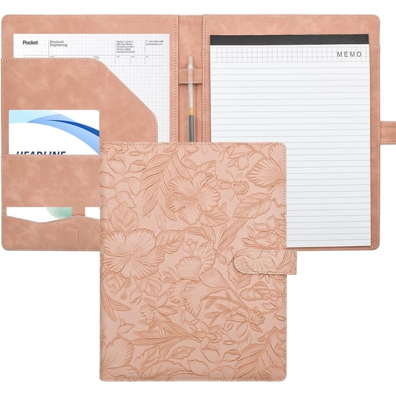 Padfolio Portfolio Binder Faux Leather Interview Resume Folder with Notepad, Document Organizer Card Holder, Letter-Sized Notepad Portfolio Organizer for Business School Office ()