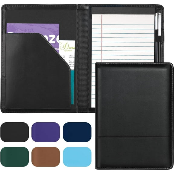 Padfolio/Portfolio Binder, Mini Padfolio Portfolio Binder 5 x 8 Legal Writing Pad, A5 Document Organizer Folder for Men Women,