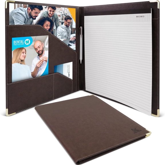 Padfolio Portfolio Binder - Thickened Business Folder for Interview Resumes, Legal Documents | Notepad Not Included, Durable, Brown