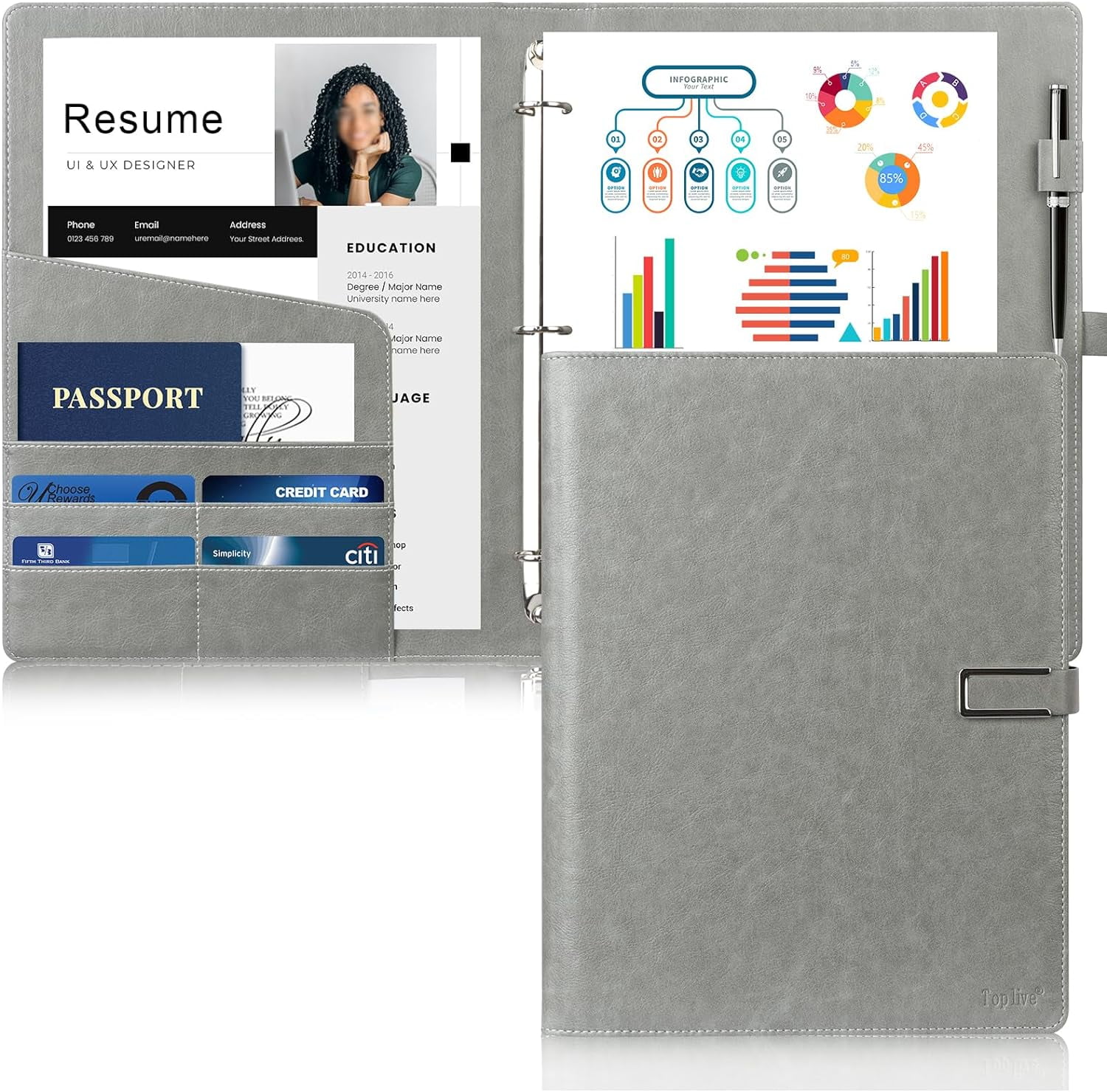 Padfolio Portfolio Folder 3 Ring - Padfolio Portfolio Folder 3 Ring Binder Business Padfolio Letter A4 Size Document Organizer For Interview Conference Resume Grey 1df817a5 5f95 4a1c Afca 1bd886cab129.217de397516c2c44d0012e806777a4be 