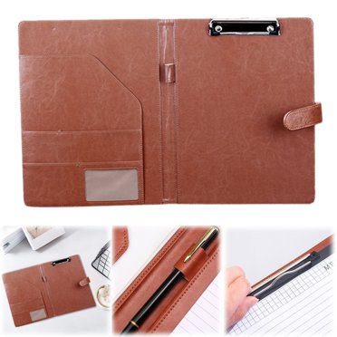 Padfolio Organizer Legal Block Holder Padfolio Folder PU Leather Portfolio Storage Clipboard Notepad With Cover For Letter Size A4 Writing Pad For Business And School Office (Pink