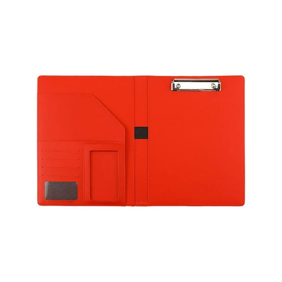 Padfolio Portfolio Leather Binder, Interview Legal Document Organizer, Business Card Holder Included Letter Sized Writing Pad (Red, Faux Leather Matte Finish) 9.84x12.67"