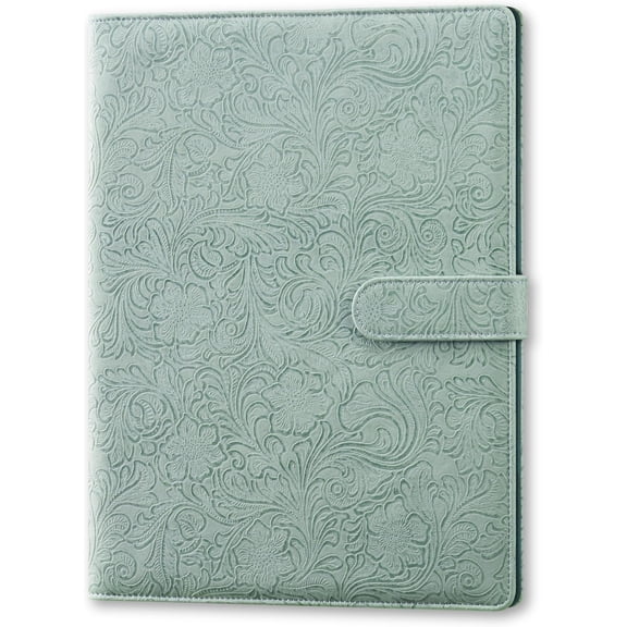Padfolio for Women, Portfolio Binder Embossed Cover Green
