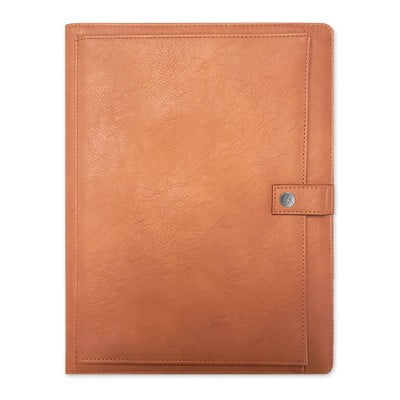 Padfolio with Notepad Letter Size Tan -Faux Leather Portfolio with Internal Pockets, 50 Sheet Capacity