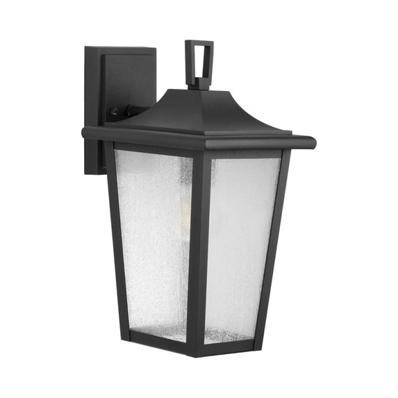 Padgett Collection One-Light Transitional Textured Black Clear Seeded Glass Outdoor Wall Lantern