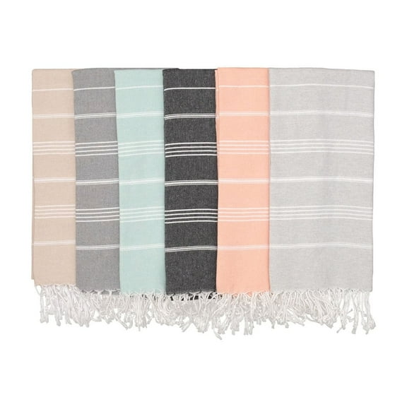 PadishahHome Oversized Turkish Beach Towel 38’’x71’’ - Set of 6 | 100% Turkish Cotton Lightweight Sand Free Quick Dry Pool Towels | Extra Large Bath Towels for Adults Beach Blanket Essentials