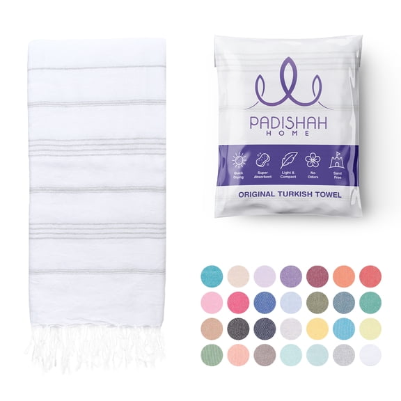PadishahHome Turkish Bath Towels Extra Large 38x71 | 100% Turkish Cotton Quick Dry Beach Towel Oversized Sand Free Turkish Towel Light Travel Towel for Adults Beach Gifts Beach Essentials - White